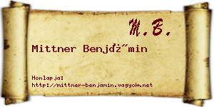 Mittner Benjámin névjegykártya